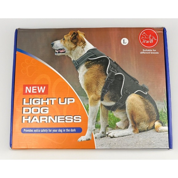 Sea&Mew Other - Sea&Mew LED Light Up Dog Harness Large Reflective Black Night‎ Safety Vest NEW
